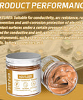Copper Conductive Grease Paste 100G Anti Arcing Electrical Grease For Cars Power Systems Electronics And Home Appliances Heavy Duty High Temperature Resistant And Anti Corrosive jar on circuit board background