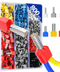 800 Piece Double Wire Ferrule Kit For Parallel Crimping, Heavy Duty Pro Grade Brass Barrel Connectors For AWG 22 To AWG 7