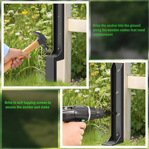 Installation of the Heavy Duty Fence Post Repair Stakes Kit No Nonsense Solid One Eighth Inch Thickened Carbon Steel One Piece Ground Anchor