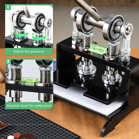 Pro Grade Leather Cutting Machine With 7.87 Inch Square Embossing Plate, Manual Die Cutter Stamping Tool, 1 Ton Force, Adjustable Stroke