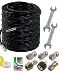 Heavy Duty Sewer Jetter Kit For Pressure Washer 200 Feet Sewer Hose 1 Quarter Inch NPT With Nozzles and Adapter