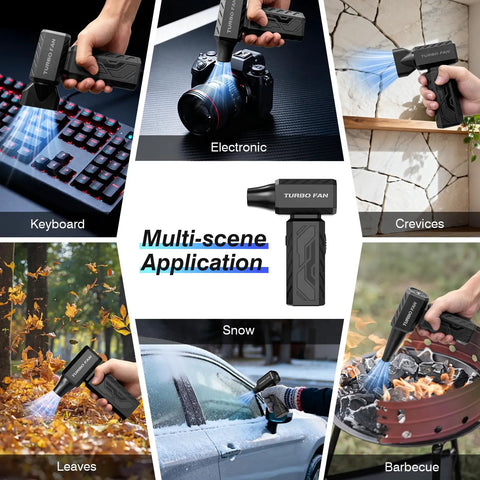 Multi-scene use of Beast Mode Cordless Air Blower With Brushless Motor Ultra Powerful 390000RPM Duster for cleaning various items.
