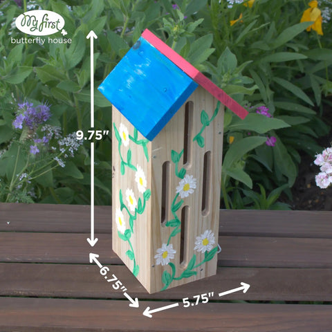 Butterfly House DIY Art And Craft Kit For Kids And Adults, Wooden Building Toy With Painting Projects, STEM Gift For Hands On Learning, Create A Colorful Butterfly Habitat And Decorate Together For The Whole Fam, painted wood butterfly house, 9.75in
