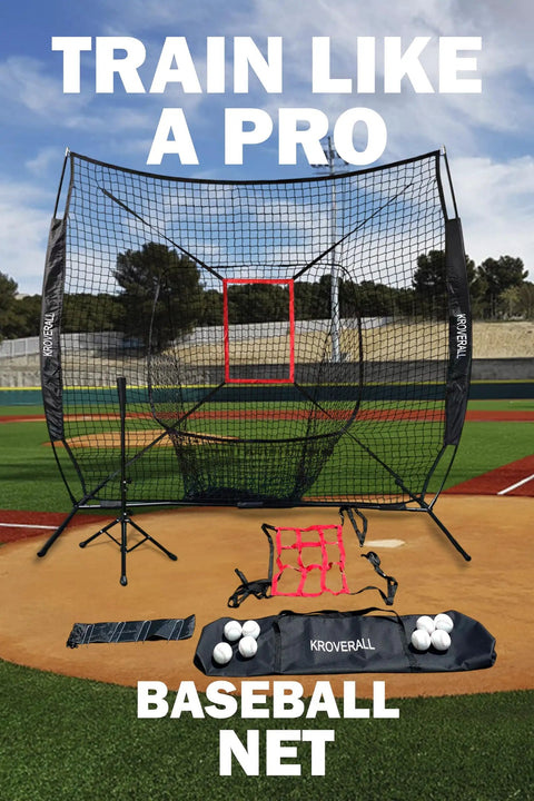 Pro Grade Baseball Practice Net Set For Batting And Pitching Portable Batting Cage With Hitting Net on baseball field