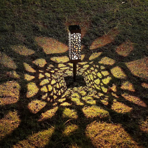 Solar Pathway And Garden Lights 12 Pack LED Auto On At Night Auto Off At Dawn No Wiring Needed Eco Friendly Decorative Lighting casting patterns