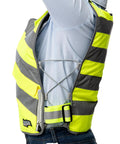 Side view of Professional Ice Vest Cooling System With 96 Pure Water Ice Cubes, Hi Vis Yellow Gear for Workouts