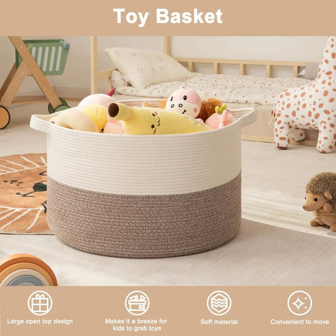 Hella Spacious XXXLarge Blanket Basket For Living Room Storage And Family Rooms Is Built Tough With Heavy Duty Woven Weave Offering A Super Roomy 90 Liter Space To Stack Bulk Comforters Extra Pillows And Throw Blankets In Warm Earthy Brown