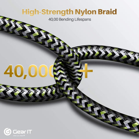 Braided nylon design of Long 16 Foot DisplayPort Cable For Gaming PC And Monitor Five Pack DP 1.4 Supports 8K60Hz.