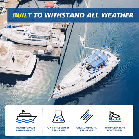 Sailboat docked using Heavy Duty Three Eighths Inch 50 Foot Boat Anchor Rope With Solid Braid MFP Marine Line.