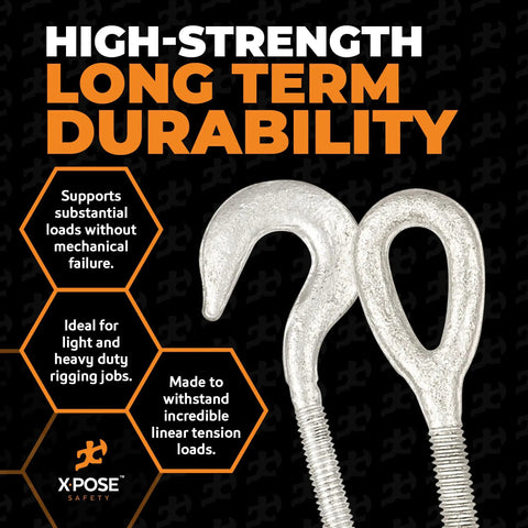Five Sixteenths Inch Hook And Eye Turnbuckle Beefy Heavy Duty Galvanized Steel Tensioner for cables and ropes durability