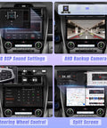 10 Inch Touch Screen Car Stereo for Toyota Camry 2012 2013 2014 with various feature displays on screen including backup camera