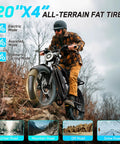 Man riding Beast Built Fat Tire Electric Bike For Adults With 1500W Peak Motor in off-road terrain, 20x4 fat tires visible