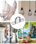 20 Pack 304 Stainless Steel Pad Eye Plate U Hooks Badass Heavy Duty 2.4 Inch Marine Boat Garage Hangar Top Shelf Rugged 220 Lb Secure Mounting Brackets Silver mounted for secure hanging of swings and lights.