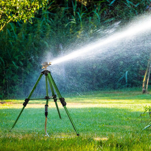 Impact Sprinkler On Tripod Base 2 Pack For Lawn Yard Garden With 360 Degree Coverage, Extra Tall Heavy Duty Water Sprinkler System
