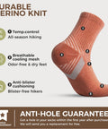 Women Merino Wool Hiking Socks Pack Of 5 Quarter Crew Length Thermal Warmth Cushioned Comfort And Moisture Wicking Size Medium