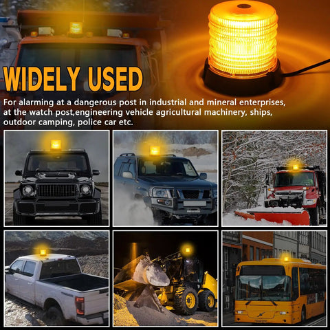 Heavy Duty 60 Led Amber Magnetic Strobe Light Featuring Hella Bright Illumination And Waterproof Build For Pickup Trucks Forklifts And Utility Gear Rock Solid Fitment With Plug And Play Simplicity That Gets Your Ride Noticed Instantly