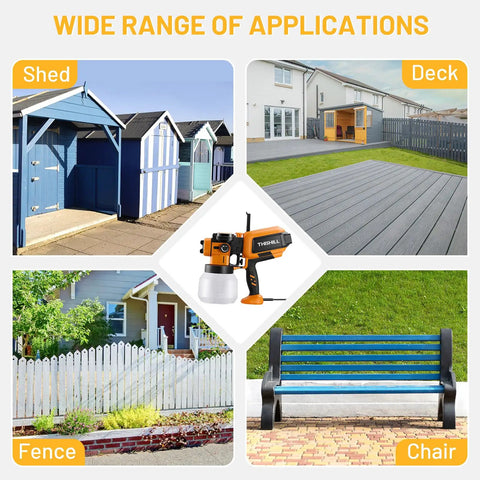 Powerhouse 1000W Electric Paint Sprayer With Generous 1500 Ml Container for shed, deck, fence, and chair projects.