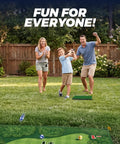 Family enjoying Chipping Golf Practice Mat Set for Indoor Outdoor Fun, Family Friendly Backyard Game with 20 Sticky Balls