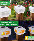 Solar Powered LED Torch Post Cap Lights for 4x4 or 5x5 Posts, Modern Flame Design, White Finish, 12 Pack on fence posts