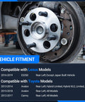 Rear Left Wheel Bearing And Hub Assembly For Toyota Camry 2012 To 2017, Avalon 2013 To 2018, Lexus ES350 2016 To 2019, Five Lug With ABS Driver Side Replacement Direct Fit Ride Ready installed on vehicle.