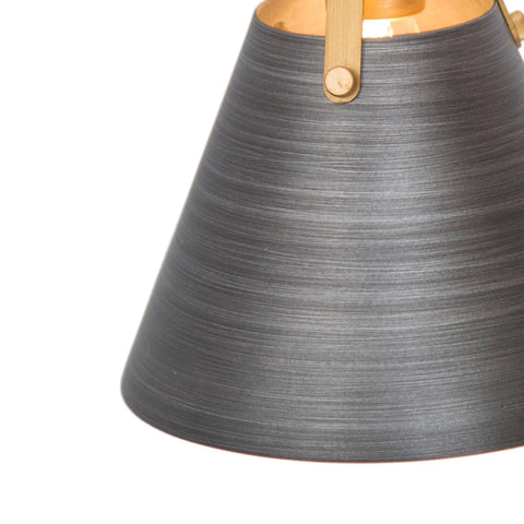Close-up of brushed antique silver cone shade from Farmhouse Black 3 Light Vanity Fixture For Bathroom With Gold Socket And Brushed Antique Silver Cone Shade Modern Open Frame Bath Lighting That Looks Dope And Fits 25.5 Inch Long 6.5 Inch Wide And 10.5 Inch High.
