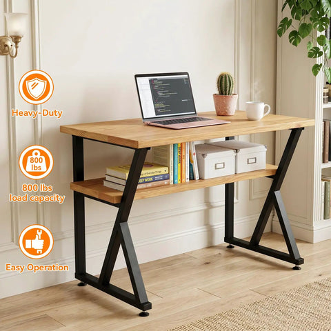 Built Different Industrial Metal Table Legs 30 By 24 Inch Heavy Duty Stand For Dining Desk Bench And Coffee Table With Adjustable Leveling Feet That Handle Any Load Easily on a desk with books and a laptop.