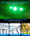 Multicolor Solar Spot Lights Outdoor 100LED with 3.5W Panel Powers Two 40LED Color Changing Spots IP68 Waterproof 9 Lighting Modes