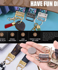 51 Piece Heavy Duty Key Fob Pliers And Hardware Kit with tassels and flat jaws showing various hardware pieces and keychain designs