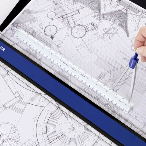 12 Inch Architect Triangular Scale For Students And Pros With Open Divided Design, Six Die Engraved Scales, Easy Read Graduations, Durable Precision Tool For Architecture Projects, used on blueprints