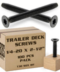 Beefy Heavy Duty Trailer Deck Screws 1/4-20 By 2-1/2 Inch Flat Head Type F Self-Tapping Screws Torx T-30 set with box