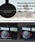 Heavy Duty Clear Wrought Iron Patio Furniture Foot Glides Caps 1.5 Inch measuring inner diameter for proper fitment.