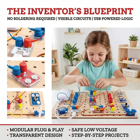 Circuit Explorer Boost Kit for Kids 8 and Up DIY Electronics Lab With 40 Piece Set Motor And LED Lights Cool Hands On STEAM Experiments For Curious Builders, child building circuits