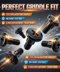 Six Pack Heavy Duty Short M6 Step Bolts Tightest Grip Replacement Shoulder Screws For Outdoor Gas Grill Side Shelves Cold Forged Hardware Making A Super Simple Swap A Cinch, black stainless steel bolts arranged in dynamic shot.