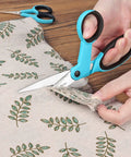 Sewing Scissors Bundle Set For Quick Cuts And Precise Sewing, 9 Inch fabric scissors cutting patterned fabric on table