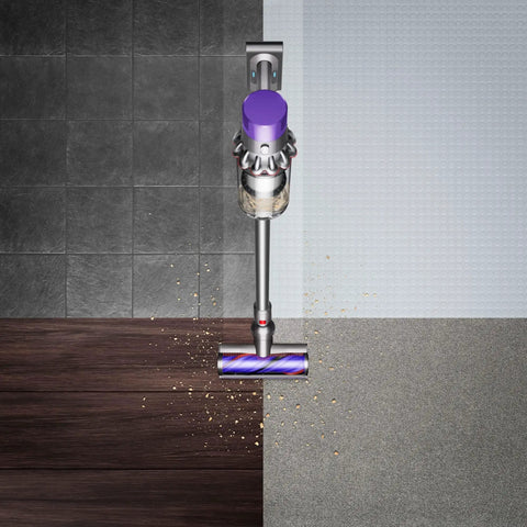 Top view of Cyclone V10 Animal Lightweight Cordless Stick Vacuum Cleaner Renewed Purple cleaning multiple floors