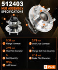 Detailed specifications for rear wheel hub bearing assembly for Toyota Corolla Pontiac Matrix Vibe 2009 to 2019.