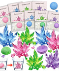 Crystal Growing Science Kit For Kids 16 Piece Party Favors Totally Great For Classrooms Goodie Bags And Holiday Gifts Christmas Valentine Gift Ideas Educational DIY Science Project For Home with colorful crystals on display.