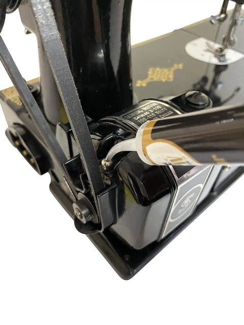 Premium Sewing Machine Restoration Polish And Cleaning Kit With Wax Microfiber Cloth Foam Pad Oil And Grease For A High Gloss Finish Plus Pro Grade Precise Lubrication Bottle With Taper Spout And Long Spout Syringe Design on vintage machine
