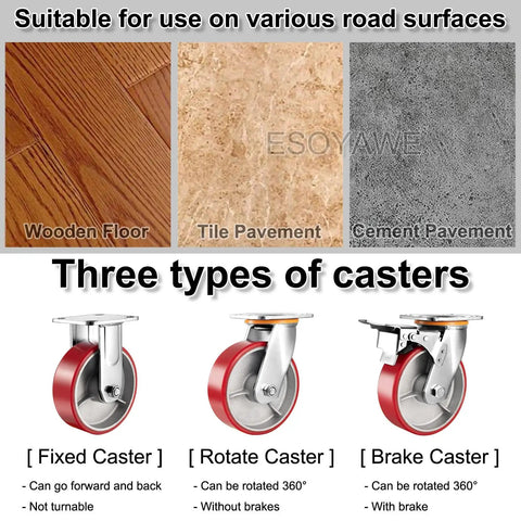 Beefy Heavy Duty Polyurethane Caster Wheels With Smooth 360 Degree Swivel And Locking Brakes Top Mount Plate For Industrial Carts Workbenches Furniture Moving Projects Two Pack