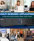 Clear Sound Bluetooth Computer Speakers With USB Plug And Play LED Light Bar For Desktop Laptop And Monitor scenario use