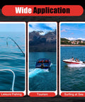 Leisure fishing, tourism, and surfing scenes with 4 Stroke 6.5 Hp Outboard Motor For Boats With CDI Ignition, 123cc Water Cooled Short Shaft.