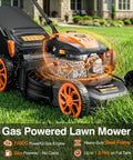 21 Inch Self Propelled Gas Lawn Mower With 170cc Engine 4 In 1 Mulch Bag Side And Rear Discharge on grass