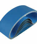 Heavy Duty Pro Grade 4 X 36 Inch Belt Sander Belts Set with Zirconia Metal Sandpaper Belts 8 Piece Pack Blue Belts