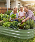 Family gardening with Galvanized Raised Garden Bed Kit For Outdoor Use 4x2x1 Feet Durable Metal Planter Box For Vegetables And Flowers