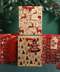 12 Piece Set Of Large Kraft White Gift Bags With Red Paper Accents For Candy Packaging Great For Store Displays Parties And Festivals Includes Letter Hang Tags Sized 26x32x10 Cm, featuring Christmas designs and decor.