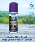 Glove Proof High Performance Waterproofing Treatment Restores DWR Water Repellency bottle for leather and fabric gloves with benefits.