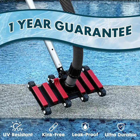 Go-To 25 Foot Pool Vacuum Hose With 14 Inch Weighted Head And Swivel Cuff Pro Grade Cleaning Kit for pool maintenance