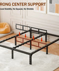 Rock Solid Full Size Bed Frame Featuring Heavy Duty Steel Slats And Recessed Middle Support Holds Three Thousand Five Hundred Pounds with strong center support.
