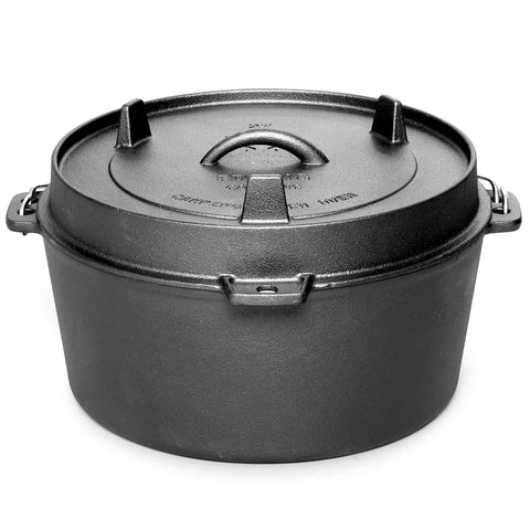 Pre Seasoned Cast Iron Camping Dutch Oven 6 Quart With Lid And Tripod Stand For Outdoor Cooking Great For Slow Braise Stews And Beefy Hearty Family Dinners