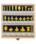 Carbide Router Bit Set Twenty Four Piece With One Quarter Inch Shank For Woodworking DIYers And Pros Durable Cemented Carbide Blades